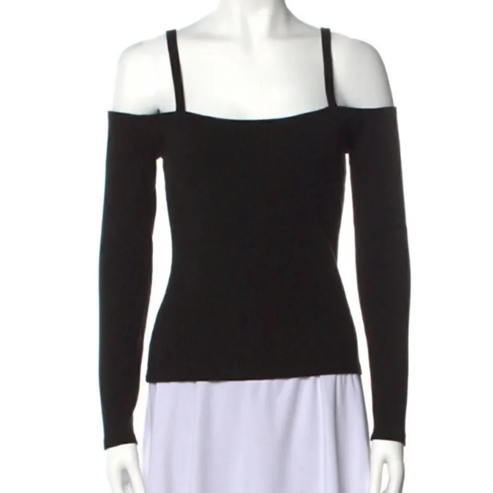 Reformation Black Crop Top Stretch Ribbed Size S